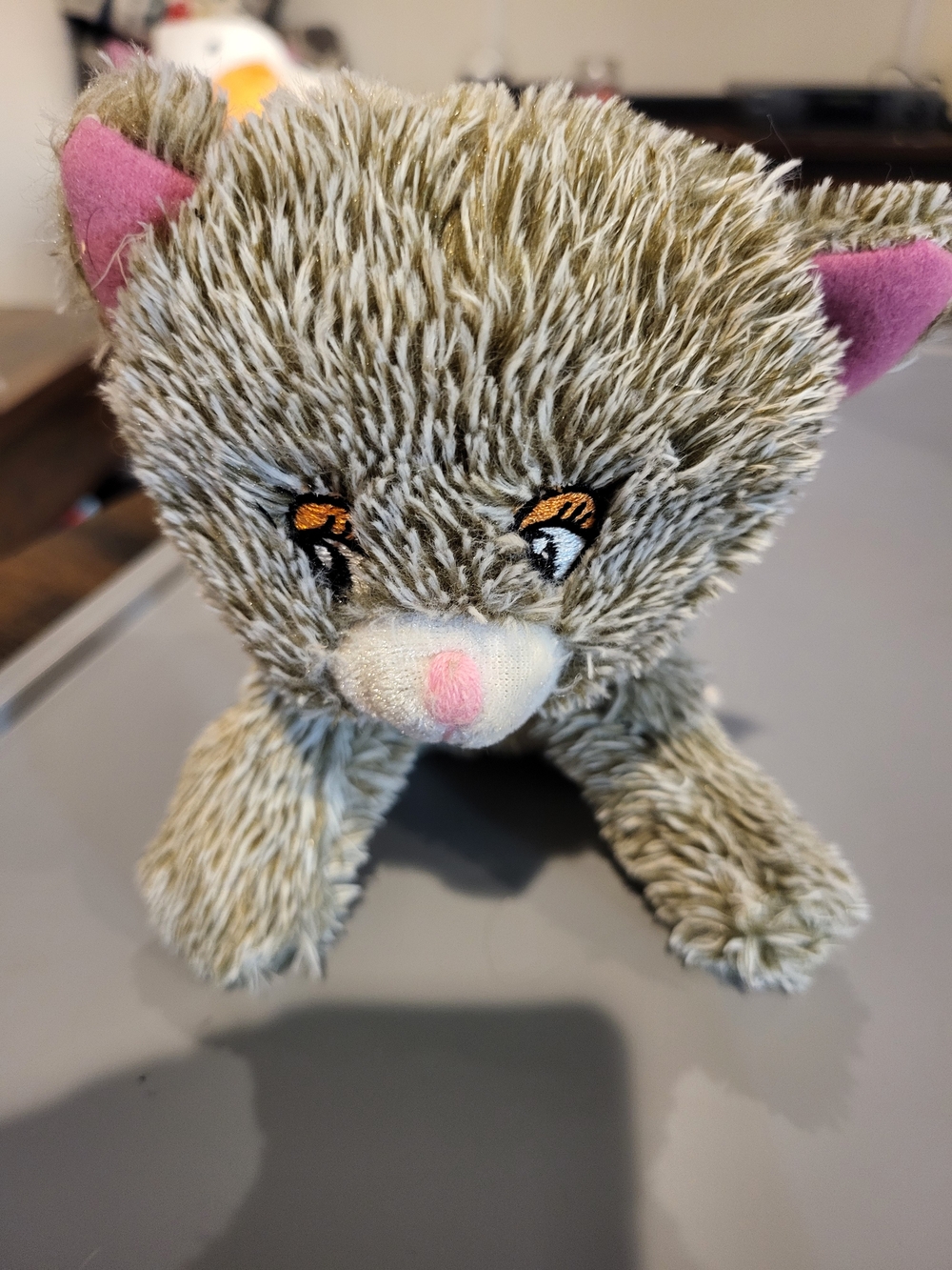Gray Shaggy Kitty Cat Plush Stuffed Animal 10"